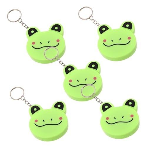 NUOBESTY 5 Stück Cartoon Frosch Aufrollbares Maßband Soft Maßband mit doppelseitiger Skalenanzeige Schlüsselanhänger für Nähen Schneiderei Stoff Handwerk Zubehör von NUOBESTY
