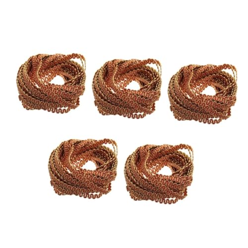 NUOBESTY 5 Stück Geflochtene Schmuckborte mit Kleinem Wellenrand Breit Rot Goldener Metallic Trim für Kleidung DIY Verzierungen Weiches Haltbares Zierband von NUOBESTY