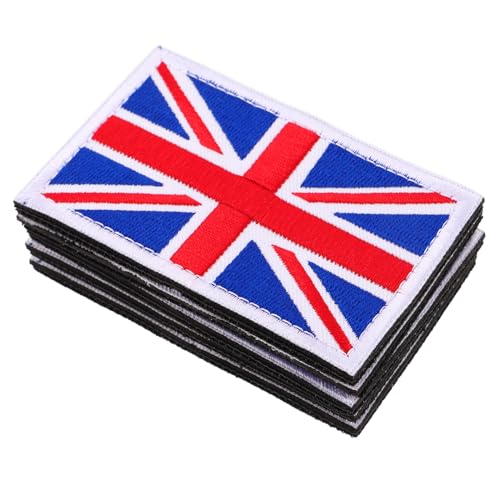 NUOBESTY 5 Stück Handbestickte Uk Flaggen Aufnäher Robuste Stoffpatches für Kleidung DIY Nähzubehör Wiederverwendbare Union Jack Applikationen für Jacken Hüte Rucksäcke von NUOBESTY