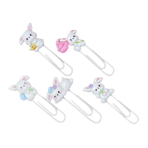 NUOBESTY 5 Stück Kaninchen-Büroklammer Nette Osterdekoration Häschen Briefpapier Osterhasen-Clips tierische Büroklammern Ostervorräte -Büroklammern Markierungsclip Papierclips Plastik von NUOBESTY