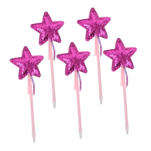 NUOBESTY 5 Stück Kugelschreiber Sternform Glitter Gelstifte mit Weichem PU Griff Geschmeidiger Tintenfluss Niedliche Cartoon Schreibwaren für Schule Büro Party von NUOBESTY