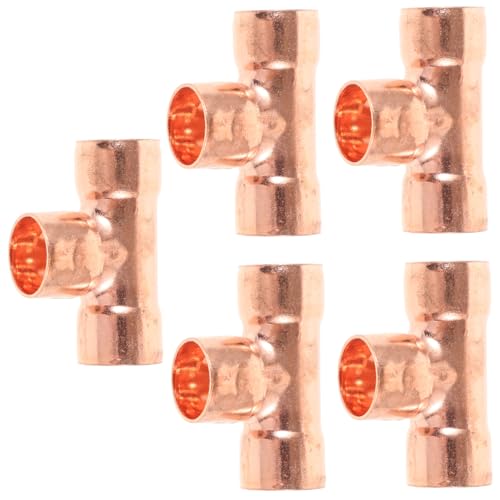 NUOBESTY 5 Stück Kupferzubehör T Stücke Klimaanlagenadapter Kälteschweißadapter Kupferfittings Kältekupferfitting Ac Fitting Kältefitting Roségold von NUOBESTY