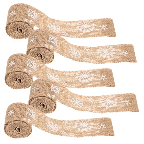 NUOBESTY 5 Stück Sackleinen Bedrucktes Gurtband Dekorationen Rotes Und Blaues Band Weihnachtsboxen Mit Deckel Weihnachtsboxen Für Ornamente Urlaub Weihnachten Weißes Band Feines Leinen von NUOBESTY