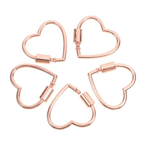 NUOBESTY 5 Stück Schmuckzubehör Haken Und Verschlüsse Für Halsketten Zauberverschluss Kettenverkürzer Schlüsselanhänger Mit Herzclip Karabinerhaken Süß Schmuckclips Zinklegierung Rose Gold von NUOBESTY