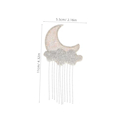 NUOBESTY 5 Stück Selbstklebende Mond und Wolken Patches mit Funkelnden Strasssteinen und Modischen Quasten Dekorative Applikationen zum Aufbügeln für Jeans Kleidung Handyhüllen und DIY von NUOBESTY