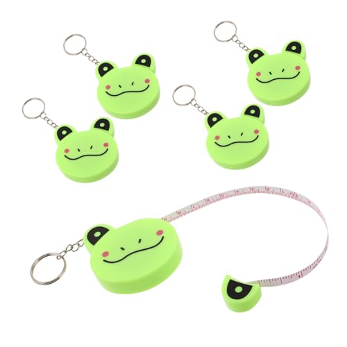 NUOBESTY 5 Stück Teiliges Cartoon Frosch Maßband Schlüsselanhänger Weiches Beidseitig Bedrucktes Automatisch Einziehbares Nähzubehör Flexibles Schneidermaßband für Körper Stoffmessungen bei von NUOBESTY