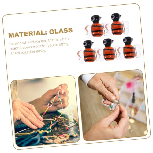 NUOBESTY 5 Stück Teiliges Glas Bienen Schmuckzubehör für DIY Halsketten Armbänder Ohrringe Anhänger Basteln Langlebige Detailreiche Bienen Charms für Personalisierte Schmuckherstellung von NUOBESTY