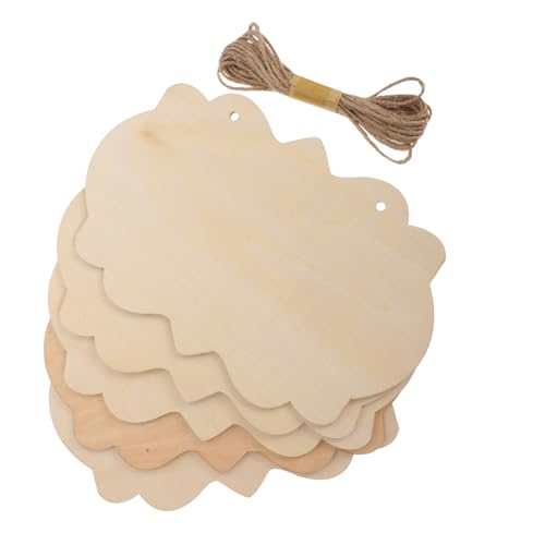 NUOBESTY 5 Stück Teiliges Holzschilder aus Basswood Unbehandelte Holztafeln mit Juteseil Leichte und Stabile DIY Bastelplatten zum Bemalen Gravieren Tür und Wandschmuck von NUOBESTY