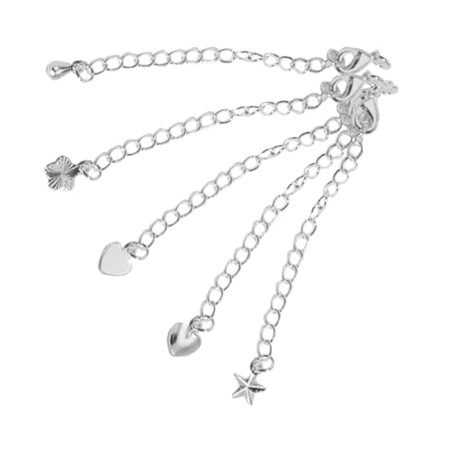 NUOBESTY 5 Stück Teiliges Kettenverlängerungen für Armbänder und Silberne Erweiterungsketten für Diy Schmuck Wassertröpfchen Herz und Stern Designs von NUOBESTY