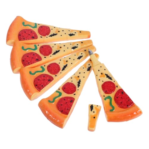 NUOBESTY 5 Stück Teiliges Pizza Förmte Kugelschreiber mit Realistischem Design Glattes Schreiben Lustige Büro und Schul Schreibstifte Einzigartige Schreibtisch Accessoires für Kreative von NUOBESTY