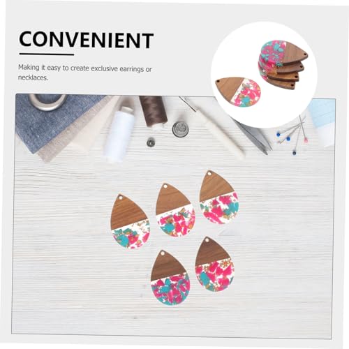 NUOBESTY 5 Stück Teiliges Teardrop Holz Harz Anhänger Leichter Tropfenförmiger Schmuckanhänger mit Einem DIY Ohrring Halsketten Zubehör für Schmuckherstellung Handgefertigt Komfortabel und von NUOBESTY