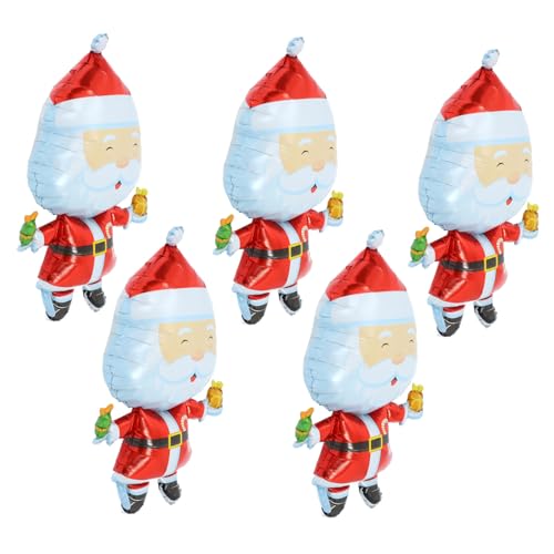 NUOBESTY 5 Stück Teiliges Weihnachtsfolienballon mit Santa Claus und Weihnachtsbaum Kreative Aufblasbare Tisch und Partydekoration Vielseitig für Wand Fenster und Decke Festliche von NUOBESTY