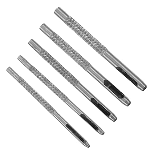 NUOBESTY 5-teiliges Set Lederstanzwerkzeug Locher Für Löcher Gürtel Grommet Industriell Klein Schneiden Schlag-kit Lochwerkzeug Hochleistungs-lochstanze Stahl Silver von NUOBESTY