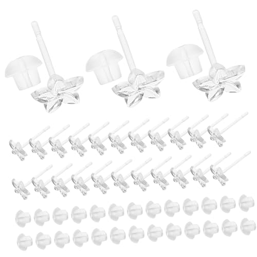 NUOBESTY 50 Sätze Blumen Ohrstecker für Frauen Transparente Umweltfreundliche Ohrschmuck mit Ohrstoppern für Sommer und Besondere Anlässe von NUOBESTY
