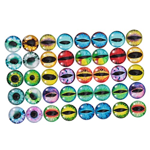 NUOBESTY 50 Stück 20 Mm Runde Glasperlen Zur Schmuckherstellung Charms Zubehör Tieraugen Zeit Halbrunder Aufkleber Mit Flacher Rückseite von NUOBESTY