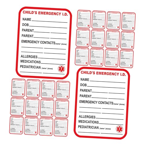 NUOBESTY 50 Stück Autositzanhänger Notfall Medizinetiketten Autositz Informationsanhänger Koffer Informationsetikett Medizinischer Informationsaufkleber Kindertagesstätten NUOBESTY 50 Stück Autositzanhänger Notfall Medizinetiketten Autositz Informationsanhänger Koffer Informationsetikett Medizinischer Informationsaufkleber Kindertagesstätten von NUOBESTY
