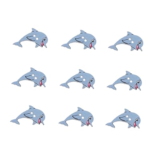 NUOBESTY 50 Stück Jeansknopf Dekorativer Knopf Bemalte Knöpfe Polsterknöpfe Diy-holzknöpfe Tier-schaltfläche Bunte Taste Scrapbooking-schaltfläche Natürlicher Knopf Delfin Hölzern Sortiert von NUOBESTY