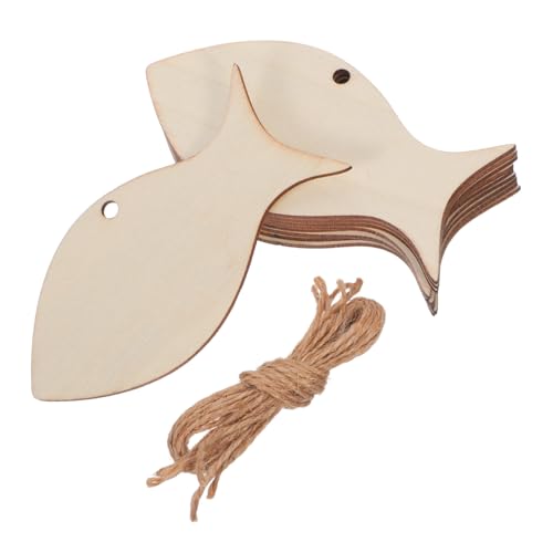 NUOBESTY 50 Stück Hölzerne Fischförmige Hängende Dekoration Natürliche Fischform -ornamente Dekoration Für Meerestiere Im Kunstfischdekoration Ornamente Mit Meeresmotiven Holz Beige von NUOBESTY