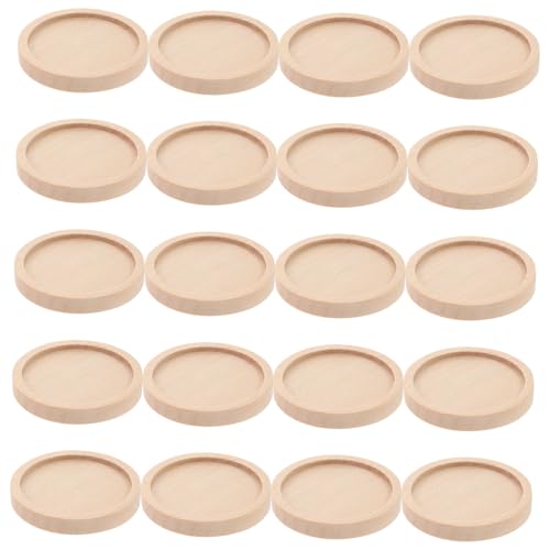 NUOBESTY 50 Stück Holzrundschalen Schmuck Basis Außendurchmesser Innendurchmesser Khaki Holz Anhänger Tablett DIY Bastelset für Broschennadeln und Lünette Craft Zubehör von NUOBESTY