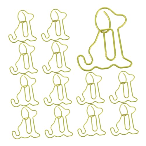 NUOBESTY 50 Stück Hunde-büroklammer Kreative Büroklammern Lustige Lesezeichen Süße Planerclips Mini -papierclips Tier-lesezeichen-clips Tierische Büroklammern Süße Büroclips Yellow Metall von NUOBESTY