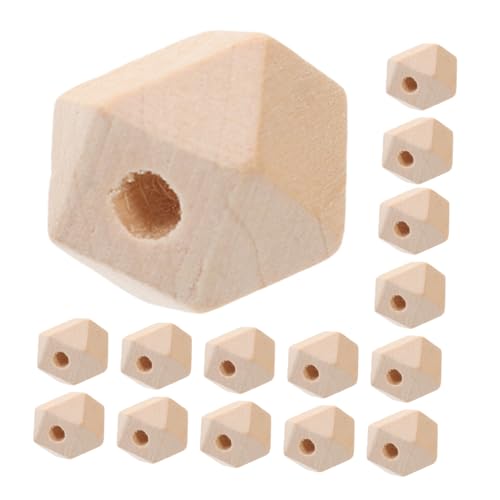 NUOBESTY 50 Stück Natürliche Holz Perlen Geometrische Holzperlen zum Basteln DIY Schmuckherstellung Robuste Unbehandelte Holzperlen Vielseitig für Armbänder Halsketten von NUOBESTY