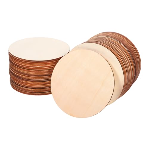NUOBESTY 50 Stück Natürliche Runde Holzkreise Unlackierte Holzscheiben mit Glatter Oberfläche für DIY Bastelarbeiten Wanddeko Türanhänger Malerei Gravur Kunsthandwerk von NUOBESTY