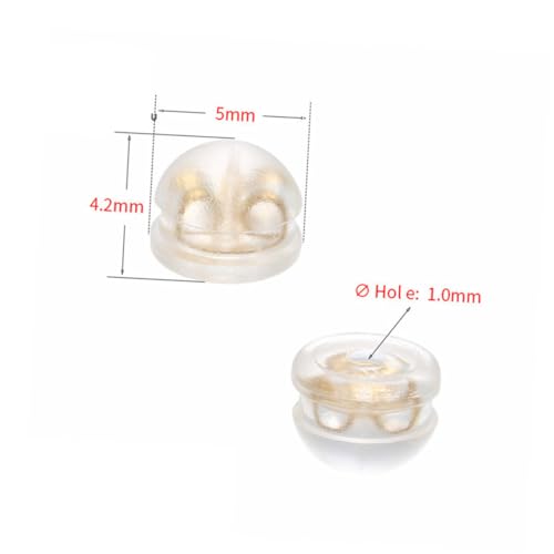 NUOBESTY 50 Stück Ohrstecker Verschlüsse aus Kupfer und Weichem Silikon Gepolsterte Ohrstecker Pads für Damen Komfortabel und Langlebig Sicherer Halt Goldfarben von NUOBESTY