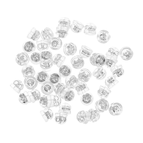 NUOBESTY 50 Stück Silikon Ohrstecker Verschlüsse Hamburger Form Silber für Dünne Stifte Sichere Ohrstecker Stopper Klare Ersatz Ohrsteckerverschlüsse für Hängende Ohrringe von NUOBESTY