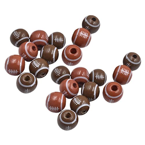 NUOBESTY 50 Stück Teiliges Holzperlen American Football Design Langlebige DIY Sportperlen für Armbänder und Halsketten Sichere Runde Bastelperlen für Kreative Schmuckherstellung und NUOBESTY 50 Stück Teiliges Holzperlen American Football Design Langlebige DIY Sportperlen für Armbänder und Halsketten Sichere Runde Bastelperlen für Kreative Schmuckherstellung und von NUOBESTY