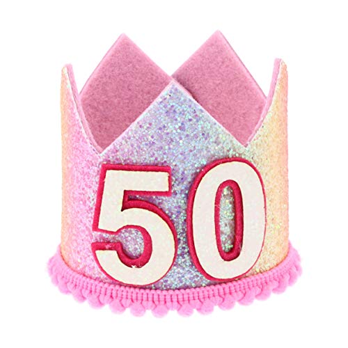 NUOBESTY 50. Geburtstag Krone Hut Stirnband Prinzessin Tiara Partyhüte Haarschmuck Glitzer Party Hütchen für Damen Mädchen Kopfschmuck Kopfbedeckung Jubiläum Fotorequisiten NUOBESTY 50. Geburtstag Krone Hut Stirnband Prinzessin Tiara Partyhüte Haarschmuck Glitzer Party Hütchen für Damen Mädchen Kopfschmuck Kopfbedeckung Jubiläum Fotorequisiten von NUOBESTY