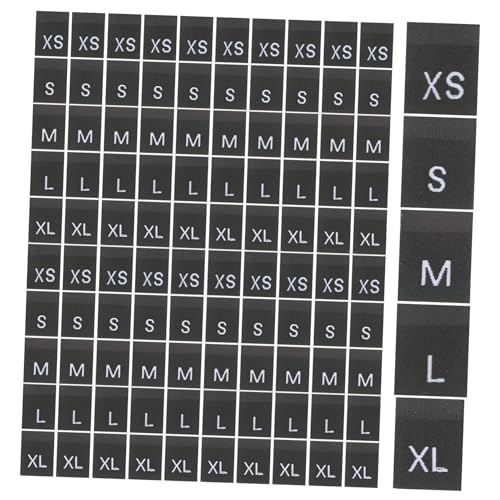 NUOBESTY 500 Stück Gewebtes Etikett Für Kleidung Etiketten Einnähen Bekleidungsetiketten Stoffetiketten Für Kleidung Stoffgrößenetikett Etiketten Nähen Kleidergrößenetikett Polyester Black von NUOBESTY