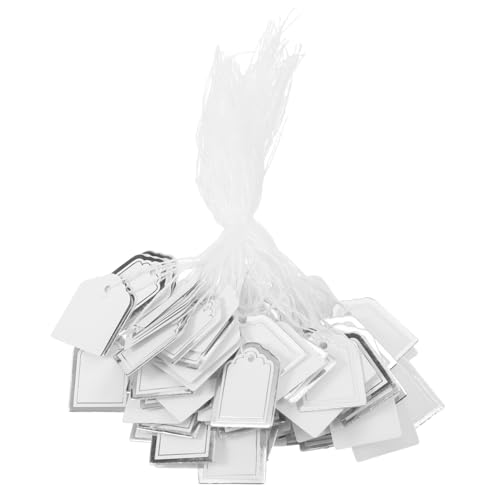 NUOBESTY 500 Stück leeres Etikett zum Aufhängen Etiketten Einzelhandel Kleidung Aufschlag hängend schreibbar weißes Preisschild Ohrring-Anzeigekarten weiße Markierungsmarken Papier Silver von NUOBESTY