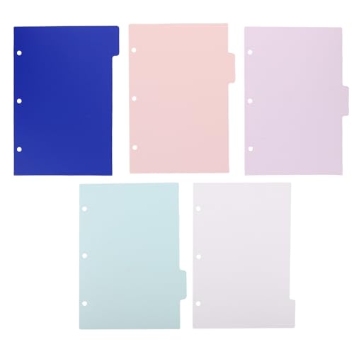 NUOBESTY 5er Set Trennblätter A5 mit Register - 3-Loch-Loose-Leaf für Ordner, Unterteilerblatt für Hebelordner Büro & Schule von NUOBESTY