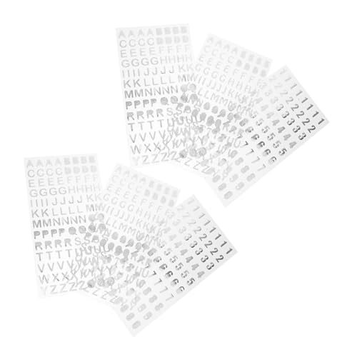 NUOBESTY 6 Blätter Selbstklebende Silber Alphabet Zahlen Aufkleber Bögen für Scrapbooking Diy Bastelprojekte Kreativität und Dekoration Langlebig und Einfach Anzuwenden von NUOBESTY