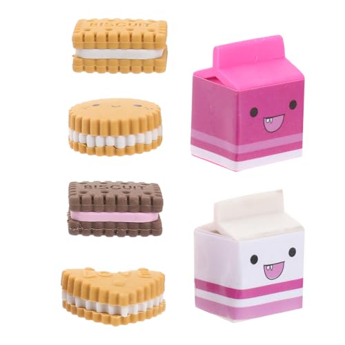 NUOBESTY 6 Kawaii-radiergummis in Milchkeksform – Süße Radiergummis in Keksform für Schreibwaren, Taschenfüller, Partygeschenke, Belohnungen von NUOBESTY