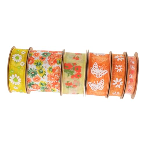 NUOBESTY 6 Rollen Zweifarbiges Satinband mit Gänseblümchenmuster pro Multifunktionales Schneidbares und Bekleidungsband für Diy Bastelarbeiten und Festdekorationen NUOBESTY 6 Rollen Zweifarbiges Satinband mit Gänseblümchenmuster pro Multifunktionales Schneidbares und Bekleidungsband für Diy Bastelarbeiten und Festdekorationen von NUOBESTY