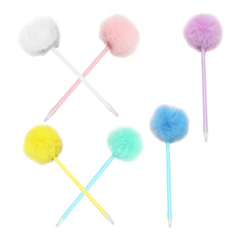 NUOBESTY 6 Stück Bunte Pom Pom Kugelschreiber Set Kreative Fluffy Stifte für Lustige Schreibgeräte für Mädchen Vielseitige Stifte für Zeichnen und Schreiben von NUOBESTY