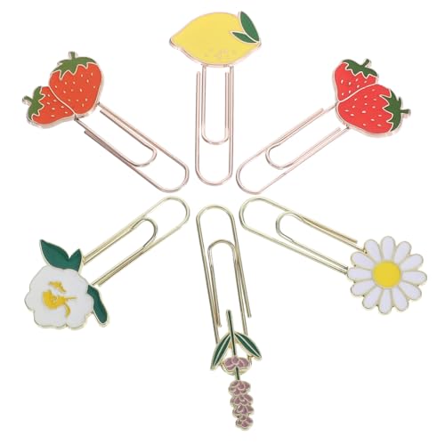 NUOBESTY 6 Stück Dekorative Clips mit Frucht und Blumenmotiven Robuste Büroklammern für Stilvolle Dokumentenorganisation und Notizen von NUOBESTY