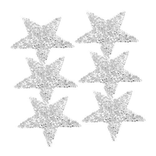 NUOBESTY 6 Stück Diy Aufbügler Fünfzackige Stern Patches Strass für Kleidung Partydekoration Klebeflicken zum Aufbügeln Vielseitig Einsetzbar Glitzernde Applikationen für Kreative Projekte von NUOBESTY