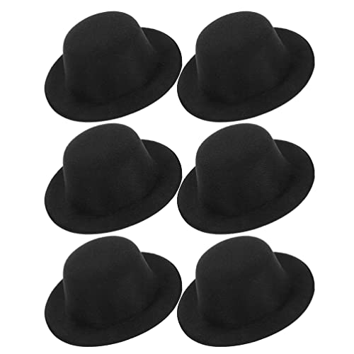 NUOBESTY Zubehör Miniaturhüte 6 Stück Formelle Mini-Hüte Schwarze Oberteile Hüte Miniatur-Puppenhüte Kleine Stoffe Hut für Heimwerker Party Puppenzubehör Dekoration (5. 23/13. 3Cm) von NUOBESTY
