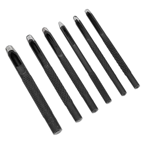 NUOBESTY 6 Stück Gürtelschlag Loch Puncher Taille Professional Schnalle werkzeug Hole Punch Tool Schläge Stahl Schwarz von NUOBESTY