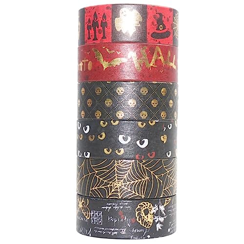 NUOBESTY 6 Stück Halloween Folienprägung Washi Tape dekorativ Sammelalbum liefert Papier halloween washi tape halloween dekoration geschenkband tagebuch klebeband Halloween-Scrapbook-Bänder von NUOBESTY