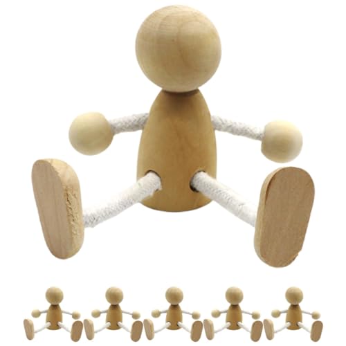 NUOBESTY 6 Stück Holzpflock-Puppen Unvollendete Holzfiguren Holzpflock-Menschen Zum Bemalen Von Schreibtisch-Bücherregalen Dekoration Engelspuppen Für DIY-Projekte von NUOBESTY