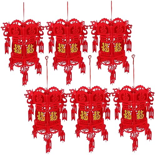 NUOBESTY 6 Stück Kleine Chinesische Frühlingsfest Laternen Vliesstoff Kreative Hängende Dekoration mit Zeichen Traditionelle Neujahrsdekoration für Fest und Party von NUOBESTY