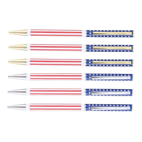 NUOBESTY 6 Stück Kugelschreiber Mit Sternmuster, Rotierendes Design, Glattes Schreiben, Stifte Mit Patriotischem Thema, Für Schüler, Büro, Schreibzubehör NUOBESTY 6 Stück Kugelschreiber Mit Sternmuster, Rotierendes Design, Glattes Schreiben, Stifte Mit Patriotischem Thema, Für Schüler, Büro, Schreibzubehör von NUOBESTY