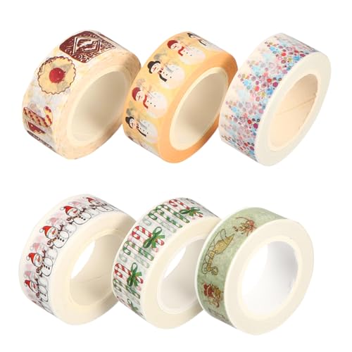 NUOBESTY 6 Stück Papierbanddekoration Partydekorationen dekoratives Abdeckband tagebuch klebeband Urlaub weihnachtsdeko handgemachte Versorgung Papierwerkzeug für Heimwerker von NUOBESTY