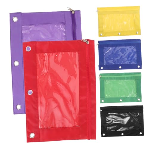 NUOBESTY 6 Stück Ring Binder Stiftemäppchen mit Reißverschluss Große Kapazität Transparenter Dokumentenaufbewahrungsbeutel für Schule und Büro Vielseitige Schreibwaren Organizer von NUOBESTY