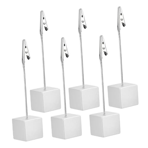 NUOBESTY 6 Stück Square Note Clip Postkartenclip Kartenhalter-clip Bildhalter Für Den Schreibtisch Fotohalter Für Tafelaufsätze Schildhalter-clip Memo-papierhalter Fotoständer Silver Harz von NUOBESTY