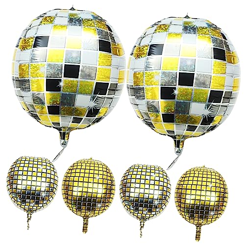 NUOBESTY 6 Stück Teiliges Disco Ballon Folienballons für Geburtstagsfeiern Wanddekoration und Party Events Gold Silber und Schwarz für Mottopartys und Feierlichkeiten von NUOBESTY