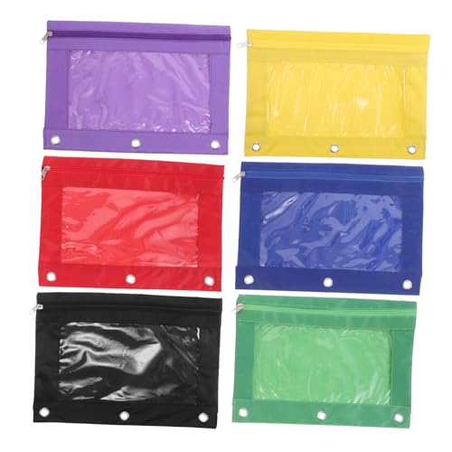 NUOBESTY 6 Stück Teiliges Transparentes Stiftemäppchen mit Reißverschluss für Ring Ordner Große Kapazität Sichtbarer Dokumentenaufbewahrungsbeutel Geeignet für Schul und Büromaterialien von NUOBESTY